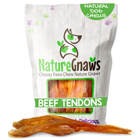 Nature Gnaws Beef Tendons for Dogs 7-11" (12 Count) - Long Lasting for Aggressive Chewers & Large Dogs - Natural Beef Jerky Dog Chew Bones - Rawhide Free