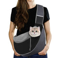Pawaboo Pet Dog Sling Carrier, Hand Free Drawstring Dog Papoose with Adjustable Strap, Breathable Mesh Bag for Puppy Cat, Crossbody Satchel Dog Purse with Pocket for Outdoor, Dark Gray+Black, Small