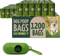 Reli. Biodegradable Dog Poop Bags w/Holder (1200 Count - 80 Rolls Bulk)