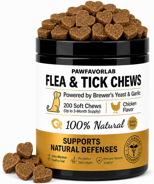 Chewable Flea and Tick Prevention for Dogs - 200 Soft Chews - Oral Flea and Tick Pills for Small, Medium, Large Dogs and