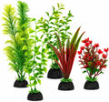5 PCS Aquarium Plants, Artificial Fish Tank Decorations, 5.5-9 Inch Plastic Aquarium Plants with Weighted Bases, Realist