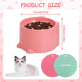 TranRantic 2 Pcs Raised Slow Feeder Cat Bowl, Plastic Elevated Cat Slow Feeder Bowl with Anti-Skid Mat, Raised Slow Cat Feeder for Dry and Wet Food (Green＆Pink)