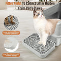 Bartuke Cat Litter Box Ramp, Litter Box Step Mat with Filter Function Cat Stair for Litter Box, Easy to Clean, 11.8''x 8.2''x 2'' Cats Pedal Step Stool Ideal for Kitten & Elderly Cats (Light Grey)