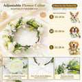 Bwogue 3-Piece Dog Wedding Flower Collar, Pearl Leash & Veil Outfit Set