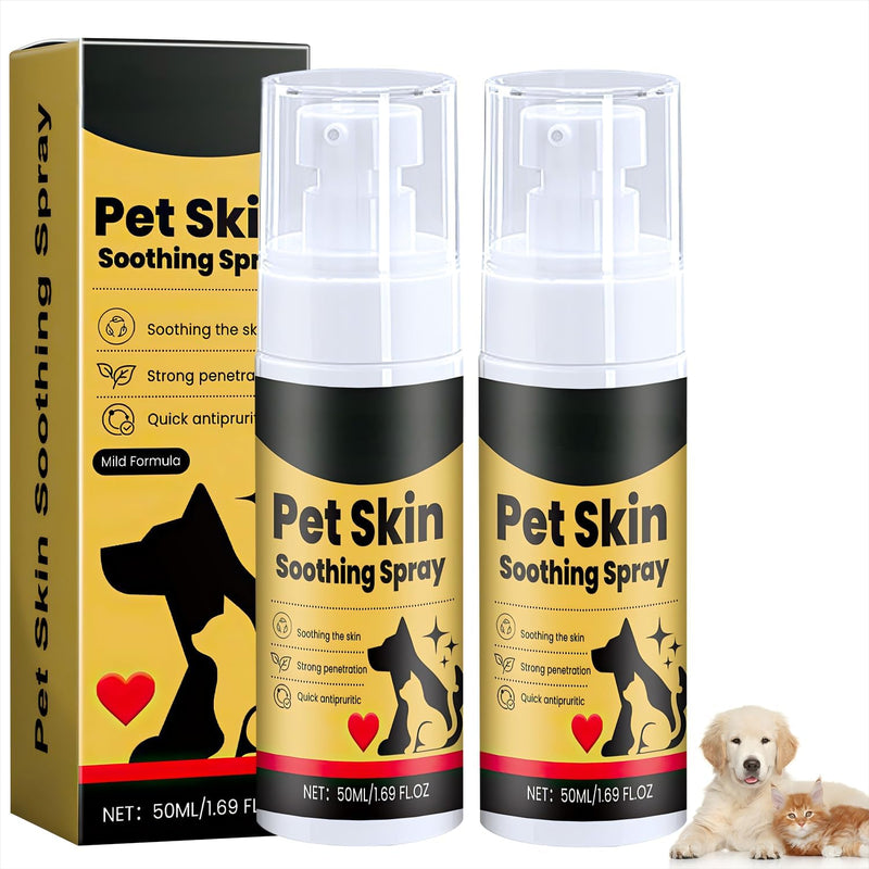 Wanban 2pc Pet Skin Treatment Spray for Dogs and Cats - Nature Soothing Solution for Itchy Skin, Reduces Scratching - Ca