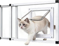 Full Glass Cat Door for Window,22"-28.5" Adjustable Width,1-Min Install | 4 Locking Modes,Aluminum Frame,HD Glass,Magnetic Closure,Weatherproof Sliding Pet Door Window Insert for Cats