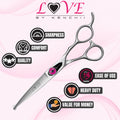 Kenchii Love Dog Grooming Shears, 6.5in Ball Tip Curved