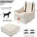 GL GLENSLAVE Dog Car Seat for Small/Medium Dogs, Dog Booster Car Seats with Thick Cushion for Dogs Under 35lbs, Detachable Washable Pet Carseat with Storage Pockets, 2 Safety Belts(Beige)