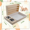 Rabbit Hay Feeder with Litter Box, 3 in 1 Wooden Bunny Feeder, Small Animal Hay Holder Rack for Rabbit, Guinea Pig, Hams