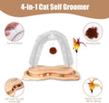 Cat Self Groomer, Cat Grooming Brush Scratcher Massager Arch for Indoor Cats Face Back Scratcher Rubbing Post Corner Brush w/ Kitten Interactive Catnip Ball Track Toy for Chasing Hunting Exercise
