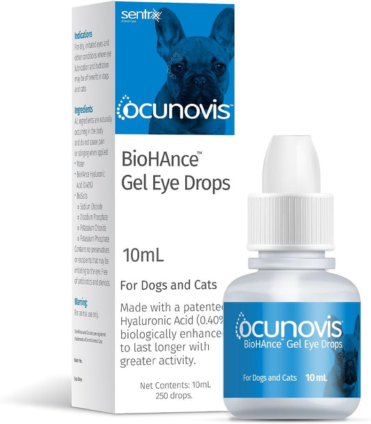 Sentrx Ocunovis Gel Eye Drops for Dogs & Cats, Eye Lube for Dogs Allergy Relief Lubricant, Dogs with Dry Eyes, Artificial Tears, 10 ml