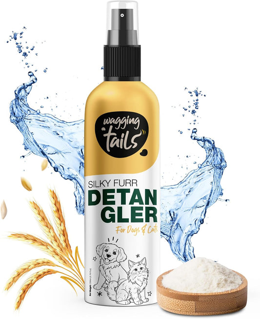 Wagging Tails Silky Furr Pet Detangler Spray for Dogs & Cats|All Coat Type|Anti-Breakage & Shine Booster|Professional Gr