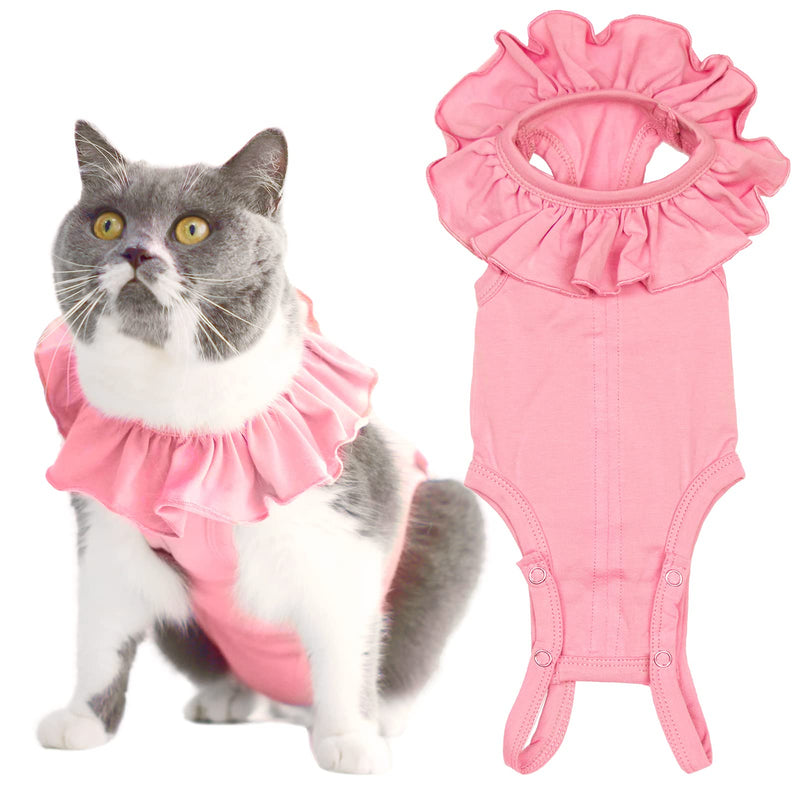 Cat Recovery Suit for Abdominal Wounds and Skin Diseases, Breathable Surgical Recovery Shirt After Surgery Wear Anti Licking Wounds,E-Collar Alternative for Cats Pet Kitten(RSC01-pink-m)