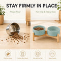 Havniva 6.1inch Ceramic Raised Dog Bowl with Stand, Double Dog Bowls Elevated for Small and Medium Breed Dog Food and Water Bowl Set Non-Slip Dog Dish Large Capacity Feeding Pet Water Bowl