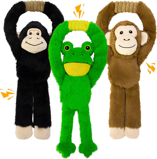 No Stuffing 3-Pack Dog Toys, Squeaky Plush with Crinkle Toy for Medium Pets