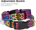 TMOODEL Reflective Dog Collar for Medium Dogs, Cute Leopard Style Adjustable Heavy-Duty Nylon Puppy Collar for Boy and Girl Female, Soft Pet Accessories with Quick Release Buckle, Neon