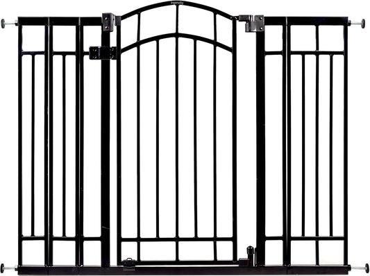 Ingenuity Multi-Use Decorative Extra Tall Walk-Thru Baby Gate, Fits Openings 28.5-48 Inch (Pack of 1), Black Metal, for Doorways and Stairways, 36' Tall Baby and Pet Gate, Black, One Size