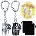 Tudomro 2 Pcs Pet Dog Urns Keychain for Ashes with 2 Storage Bags Small Cat Cremation Keepsake Jewelry Paw Print Memorial Urn