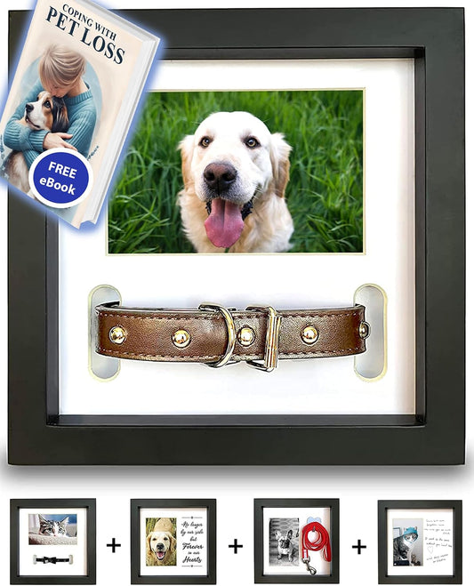 Dog Memorial Picture Frame with 5 Display Options- Dog Collar Memorial Frame Gift - Cat or Dog Pet Loss Gift for a Griev
