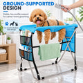 Dog Grooming Hammock Stand, Ground Support, Stainless Steel Frame, Foldable