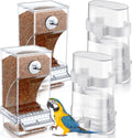 Yaomiao 4 Pcs No Mess Bird Feeders Automatic Parrot Water Dispenser Clear Quail Feeder and Watered Cage Accessories for 
