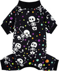 XPUDAC Dog Halloween Pajamas for Small Medium Dogs Skull Costume Soft Puppy Clothes Pet Outfit cat Jumpsuits, Medium