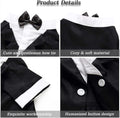 Dog Shirt Puppy Clothes, Pet Wedding Suit Formal Tuxedo with Black Bow Tie, Pet Outfit for Small Medium Dogs Cats, Pet Weding Attire Dress Up Cosplay Prince Costume Gentleman Apparel (Black, Small)