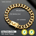 Gold Dog Chain Collar Walking Metal Chain Collar with Design Secure Buckle,18K Cuban Link Strong Heavy Duty Chew Proof f