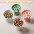 Ceramic Elevated Slow Feeder Cat Bowl - 6" Raised Cat Food Bowl for Bloat Relief & Anti-Vomiting, Whisker Friendly Ceram