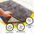 Muddy Mat® 2-Piece Grey Medium 30"X19" AS-SEEN-ON-TV Highly Absorbent Microfiber Door Mat, Bath Mat and Pet Rug, Non Slip Thick Washable, Soft Chenille for Kitchen Bathroom Bedroom Indoor and Outdoor