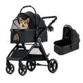 KAVELLIN Pet Stroller for Small/Medium Dogs, Foldable Dog Stroller with Detachable Carrier,3 in 1 Pet Stroller for Dogs Cats up to 50 lbs, Cup Holders,Easy Assembly, Black