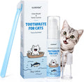 ulroyda Cat Dental Care Kit – Tuna Flavor Toothpaste 1.06 oz with Toothbrush & Finger Brush | Gentle Formula, Fresh Breath & Plaque Control