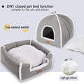 Cat Beds for Indoor Cats-Cat Bed Cave House Tent for Kittens and Small Pets with Washable Cushioned,Soft and Warm Indoor House, Grey, 15 inches