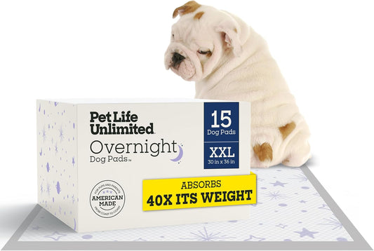 Pet Life Unlimited Overnight XXL Puppy Pads for Dogs, 30" x 36", 15 Count, Leak-Proof, Super Absorbent, Quick-Dry Potty 