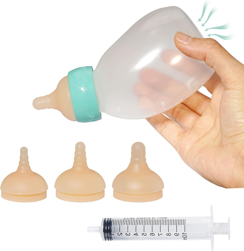 Doggiema Puppy Feeder Bottle, Silicone Feeding Nipple and Syringes