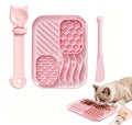 AZY 3-Piece Slow Feeder Cat Bowl Set, Silicone Cat Lick Mat, Cat Treat Dispenser & Food Spoon for Wet Food, Slow Eating & Daily Cat Enrichment (Pink)