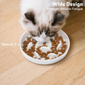 GUWINA Ceramic Slow Feeder Cat Bowl 6.3'' Wide, Shallow Slow Eating Cat Bowl for Dry and Wet Food, Anti Gulping Pet Puzzle Feeder for Cats and Small Dogs, Dishwasher Safe (White)