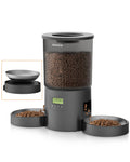 Automatic Cat Feeder 2 Cats, 4.2L Dry Food Auto Dispenser with Double Bowls,Dual Power Supply,Programmable Portion Control,10s Voice Recorder(Black,Stainless Steel Bowls) (Transparent+Black)