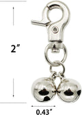 KITTAIL Bells for Dog Collars - 2 Pack Stainless Steel Bell Necklace for Dogs & Cat - Pet Pendant Accessories Training Collar Charm with Heavy Duty Snap Clips, Silver Christmas Gift