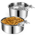 Dog Crate Water Bowl, 2 pcs Stainless Steel Large Dog Bowls 40oz & 60oz, Durable Anti-Spill Pet Metal Bowls for Cage Kennel Crate, Hanging Water/Food Bowl for Medium & Large Dogs