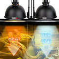 2 Pack Reptile Light Fixture, 8.5in Deep Dome Reptile Lamp Fixture, Optical Reflection Cover, Separate Switch & Hook, Te