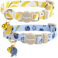 Faygarsle 2 Pack Blueberry Banana Pattern Cat Collars Breakaway Safety Collar with Bell Spring Summer Design for Girl Cats,Yellow Light Blue