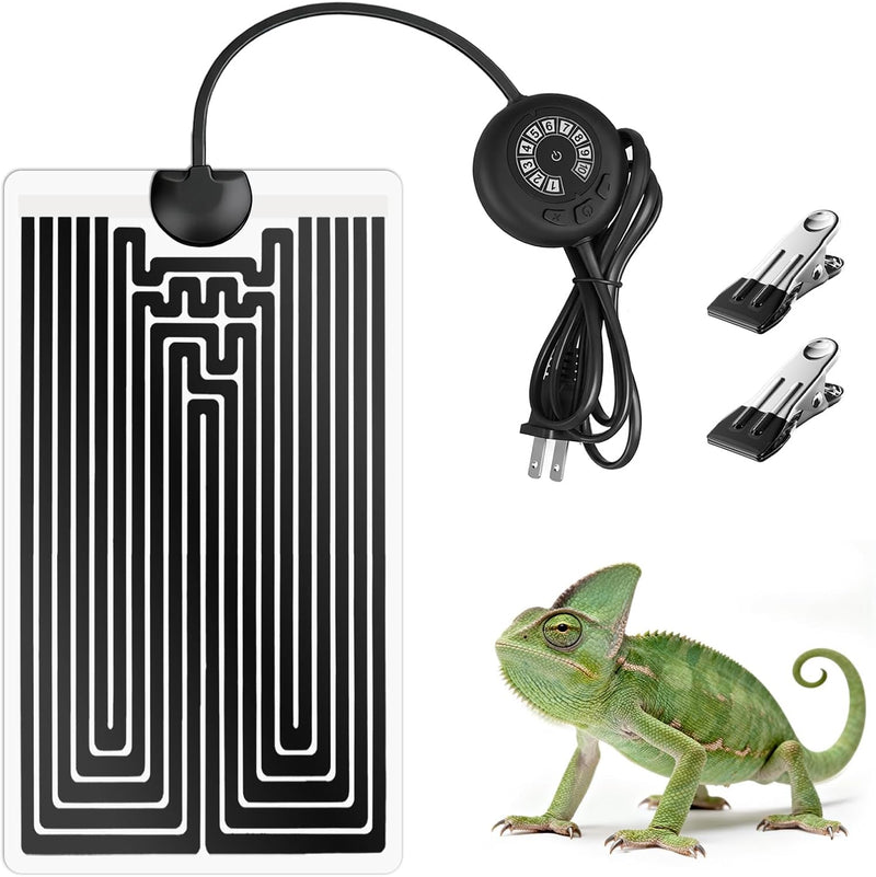 Reptile Heating Pad with Thermostat, 10-Level Adjustable Under Tank Heater, 6x11 Inch Graphene Heat Mat for Turtles Frog