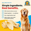 Brazilian Pet 100% Natural Real Cow Ears (50 Pack) Prime Dog Chews, Over 5 inches Free Range Grass Fed Cattle, No additi