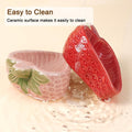 2 Packs Strawberry Ceramic Hamtser Food Bowls Wet&Dry Use(Pink+Red)