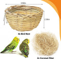 VCEPJH Handmade Bird Nest for Cage 4 Pack Bamboo Canary Breeding Nest with Hook Finch Nesting Hatching House with Fiber Liner for Littile Finch Parakeet Cockatiel Budgie