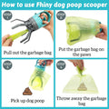 Fhiny Portable Dog Poop Scooper, No-Touch Handheld Doggy Poop Scooper Sanitary Puppy Waste Picker with Bag Dispenser Con
