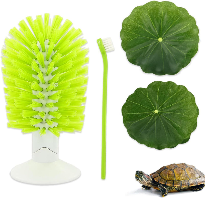 2 Pcs Turtle Brush with Suction Cups, 2 Large Decorative Duckweed, Turtle Tank Accessories, Not Easy to Peel, Shell Exfo