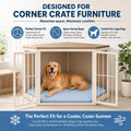 Fanfanwin 42.5 x 23.8 Inch Corner Dog Crate Mat Bed for Large Dogs, Washable Kennel Pad for Furniture Dog Crate, Ice Sil