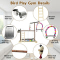 Bird Playground Parrot Playstand Parakeet Gym Playpen Cockatiel Play Stand Wood Perch Exercise Activity Center Ladders Feeder Cups Cage Accessories Swing Chew Toys for Cockatoo Budgie Lovebird Finch